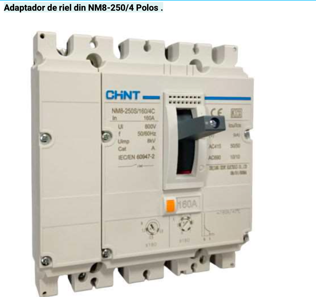 Adaptador a riel DIN para NM8-250, NM8-ADPT-4P-250