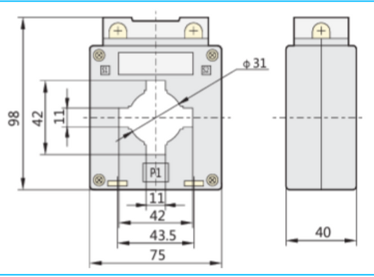 Transformador de Corriente CHINT BH-0.66 40I 200/5A Ventana 40×10 mm Clase 0.5 – Código 2901020CH