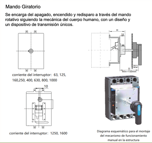 Mecanismo de Operación Manual CHINT ERH-M1 para NXM-125(63) – Código 072120610CH