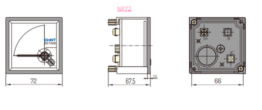 Amperímetro AC Indirecto CHINT NP72-A 80 A 72×72 mm Clase 1.5 – Código 27010075CH