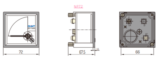 Amperímetro AC Indirecto CHINT NP72-A 50 A 72×72 mm Clase 1.5 – Código 27010050CH