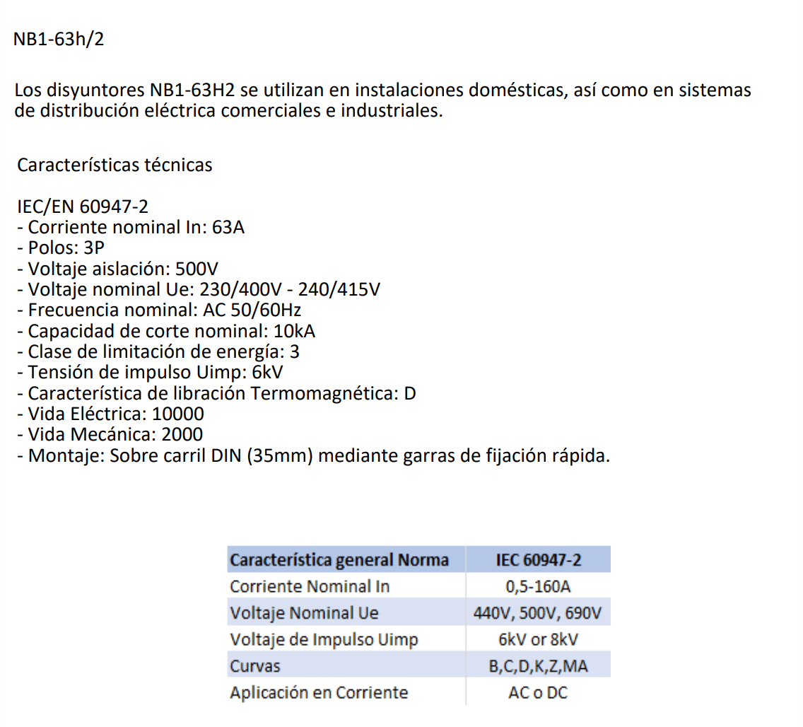 Interruptor Industrial CHINT NB1-63H/2 3P 63A Curva D 10kA IEC 60947-2 – Código 07037363CH
