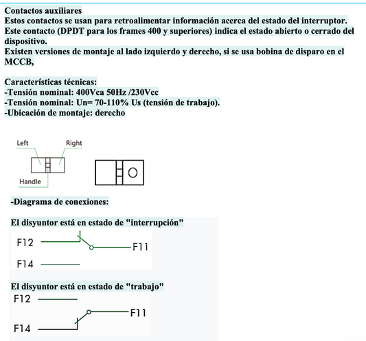 Contact auxiliar CHINT NM1-1250 2CO Derecho – Código 0721001126CH