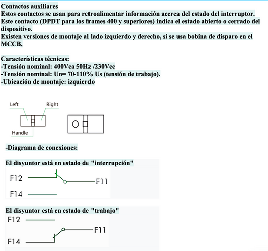 Contacto Auxiliar CHINT NM1-800 2CO Izquierdo – Código 072100180CH