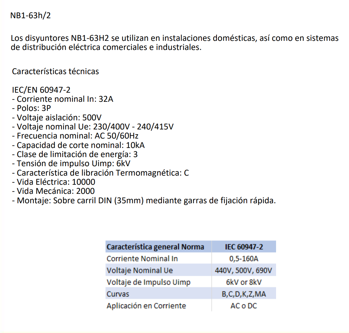Interruptor Termomagnético CHINT NB1-63H/2 3P 32 A 10 kA Curva C – Código 07036332CH