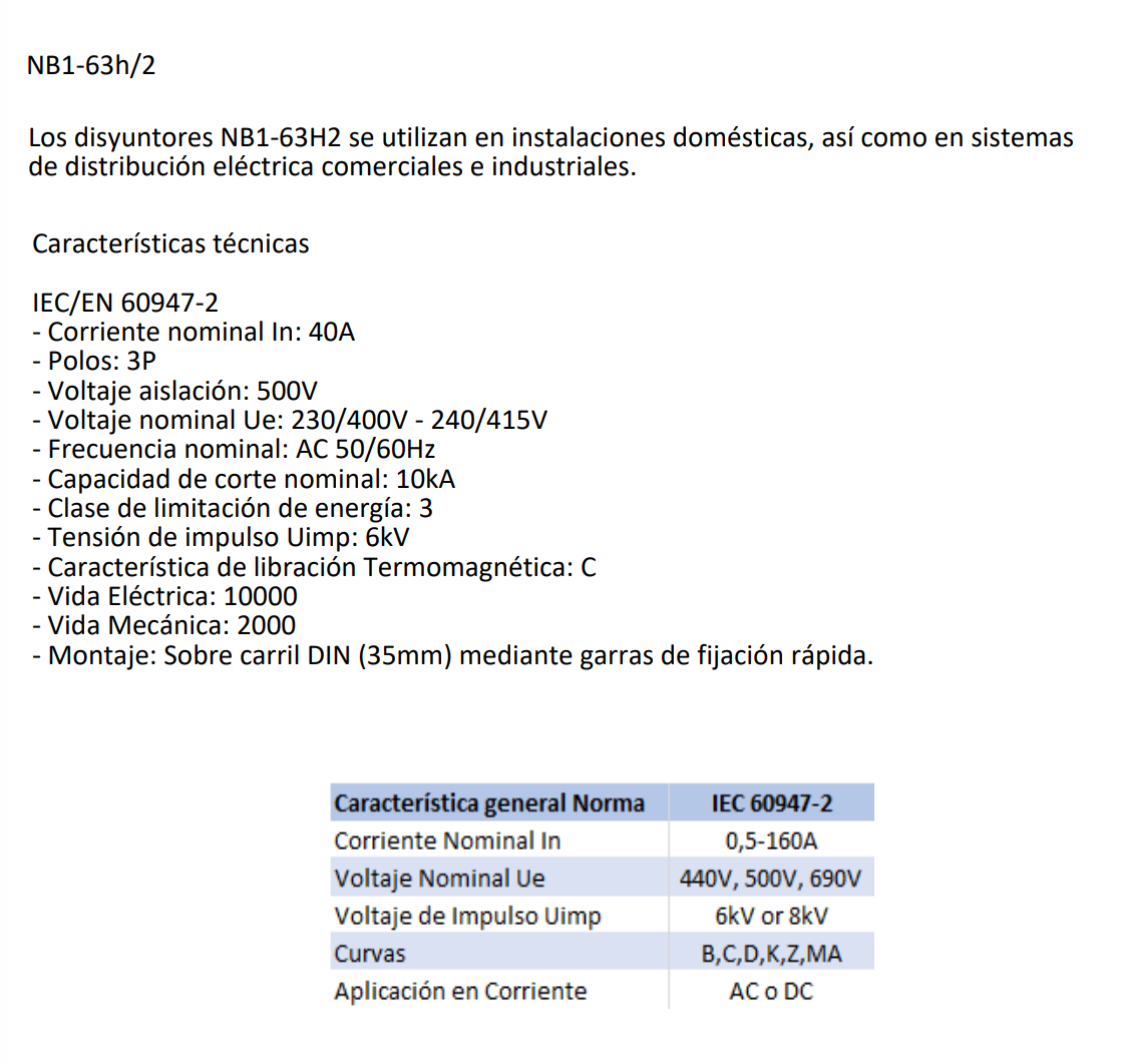 Interruptor Termomagnético CHINT NB1-63H/2 3P 40 A 10 kA Curva C – Código 07036340CH