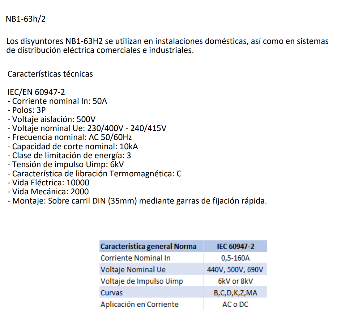 Interruptor Termomagnético CHINT NB1-63H/2 3P 50 A 10 kA Curva C – Código 07036350CH