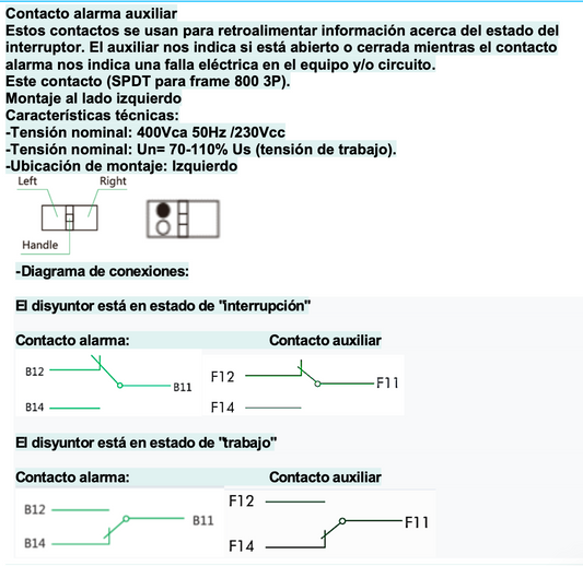 Contacto auxiliar + contacto de alarma CHINT NM1-800/3P AL/AU – Código 0721002080CH