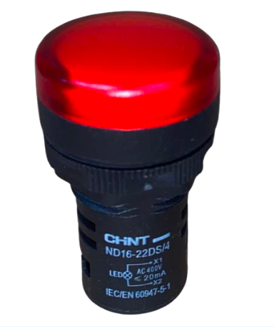 Piloto compacto IP65 Ø22 mm 400 Vac Rojo LED – CHINT ND16-22DS/4 400 Vac – Código 2502040CH