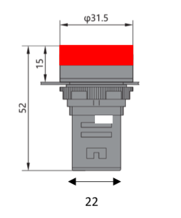 Piloto compacto IP65 Ø22 mm 400 Vac Rojo LED – CHINT ND16-22DS/4 400 Vac – Código 2502040CH