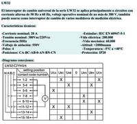Selector Voltimétrico CHINT LW32-20-YH5/4 3 Fases 4 Hilos 7 Posiciones 60×48 mm – Código 27033074CH