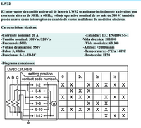 Selector Amperimétrico CHINT LW32-20-LH3/3 3 Fases 4 Hilos 4 Posiciones 60×48 mm – Código 27033443CH