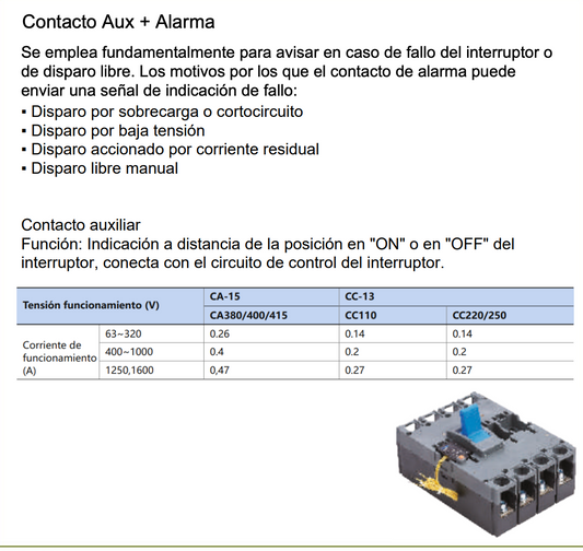Contacto Auxiliar + Alarma Izquierdo CHINT NXM-1000 AX/AL-M5 L LE – Código 072120362CH