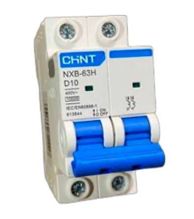 Interruptor Termomagnético CHINT NXB-63H 2P 10A 10kA Curva D – Código 07033210CH