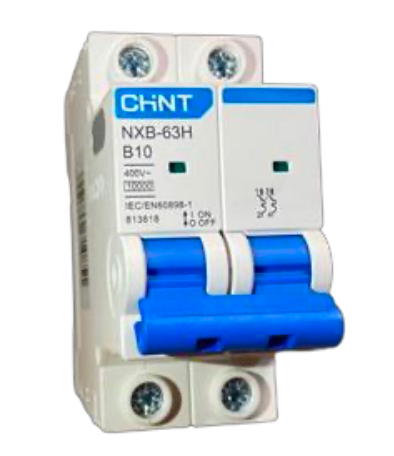 Interruptor Termomagnético CHINT NXB-63H 2P 10A 10kA Curva B – Código 07035210CH