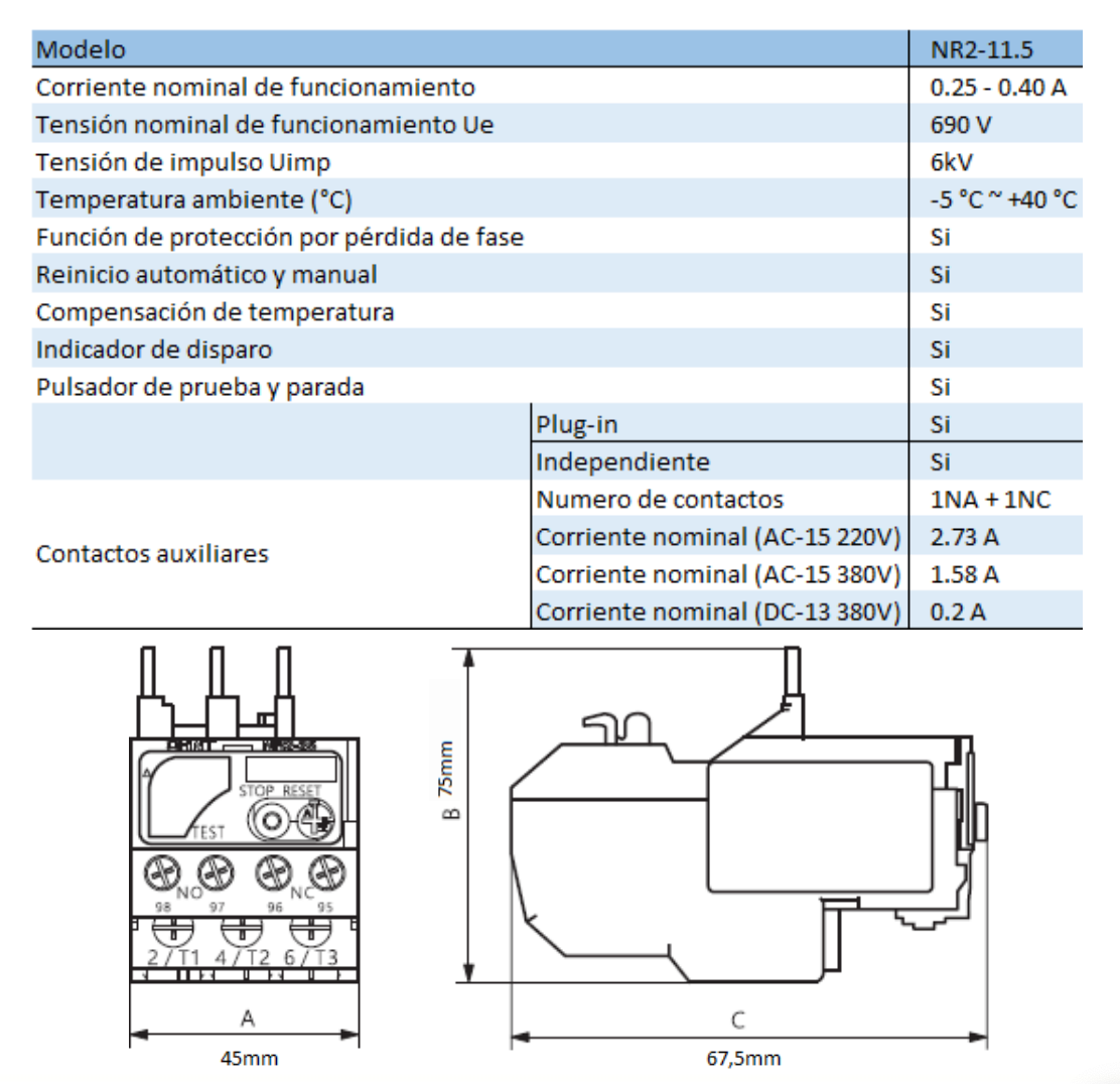 Relé Térmico CHINT NR2-11.5 0,25–0,4A para Contactor NC6 – Código 050100040CH
