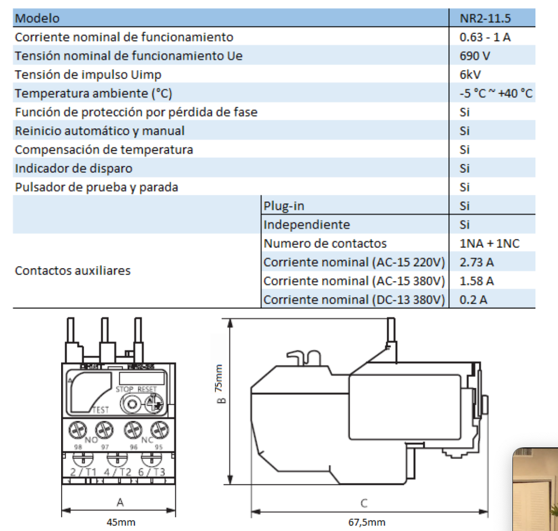 Relé Térmico CHINT NR2-11.5 0,63–1A para Contactor NC6 – Código 050100100CH