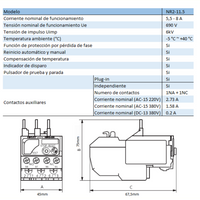 Relé Térmico CHINT NR2-11.5 5,5–8A para Contactor NC6 – Código 050100800CH