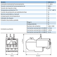 Relé Térmico CHINT NR2-11.5 7–10A para Contactor NC6 – Código 050101000CH