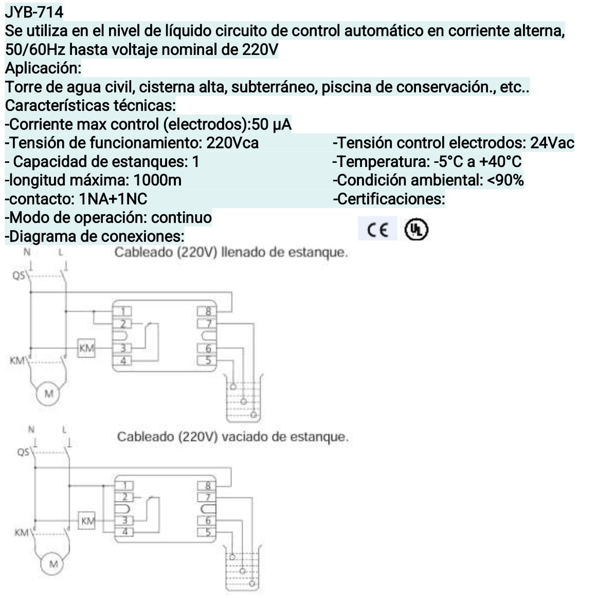 Relé de Nivel de Líquidos CHINT JYB-714B Octal 230Vac 3 Electrodos 1 Etanque – Código 0505311CH