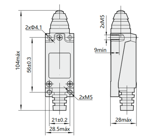 Final de Carrera CHINT YBLX-ME/8111 Tipo Pistón Fijo 20/22 mm – Código 57012011CH