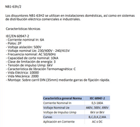 Interruptor Industrial CHINT NB1-63H/2 2P 6A 10kA Curva C IEC 60947-2 – Código 07036206CH