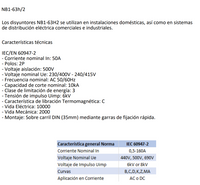 Interruptor Industrial CHINT NB1-63H/2 2P 50A 10kA Curva C IEC 60947-2 – Código 07036250CH