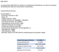 Interruptor Industrial CHINT NB1-63H/2 2P 63A 10kA Curva C IEC 60947-2 – Código 07036263CH