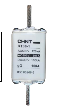 Fusible NH CHINT RT36-1 160A gG/gL 690V 50kA Tamaño NH1 – Código 21011160CH