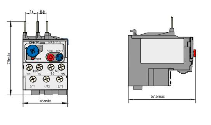 Relé Térmico CHINT NR2-25 2,5-4,0A para Contactor NC1-9A – Código 05010040CH