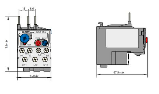 Relé Térmico CHINT NR2-25 2,5-4,0A para Contactor NC1-9A – Código 05010040CH