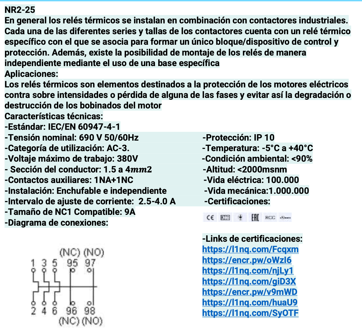 Relé Térmico CHINT NR2-25 2,5-4,0A para Contactor NC1-9A – Código 05010040CH