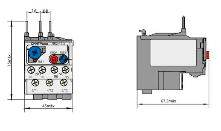 Relé Térmico CHINT NR2-25 7,0-10,0A para Contactor NC1-12A – Código 05010100CH
