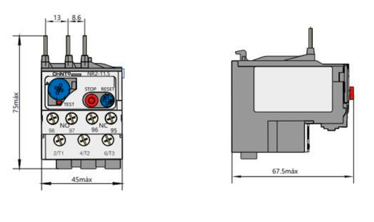 Relé Térmico CHINT NR2-25 7,0-10,0A para Contactor NC1-12A – Código 05010100CH