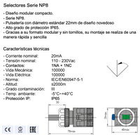 Selector Luminoso Verde CHINT NP8-11XD/373 3 Posiciones AC110V-230V – Código 251960311CH