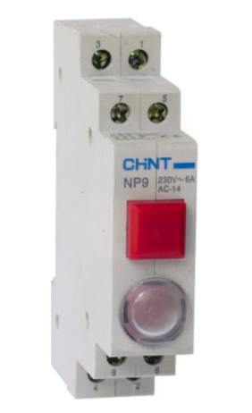 Pulsador CHINT NP9-12D3/2 Rojo con Indicador Luminoso 230V 1NA+2NC – Código 25065022CH