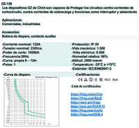 Interruptor Termomagnético CHINT DZ158-125 1P 125A 6kA – Código 070111125CH