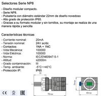 Selector Luminoso Rojo CHINT NP8-11XD/224 2 Posiciones AC/DC 24V – Código 251964212CH