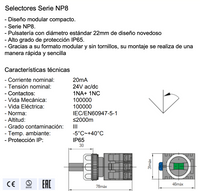 Selector Luminoso Verde CHINT NP8-11XD/373 3 Posiciones AC/DC 24V – Código 251964311CH