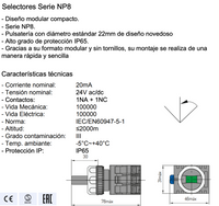 Selector Luminoso Rojo CHINT NP8-11XD/374 3 Posiciones AC/DC 24V – Código 251964312CH