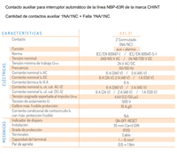 Contacto Auxiliar + Contacto de Falla CHINT AXL31 1NA/NC + 1NA/NC 230V AC/DC para NBP-63R – Código 07030504CH