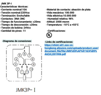 Relé Undecal CHINT JMK 3P-I 24VDC 3NA/3NC 10A con Indicador Mecánico – Código 053311024CH