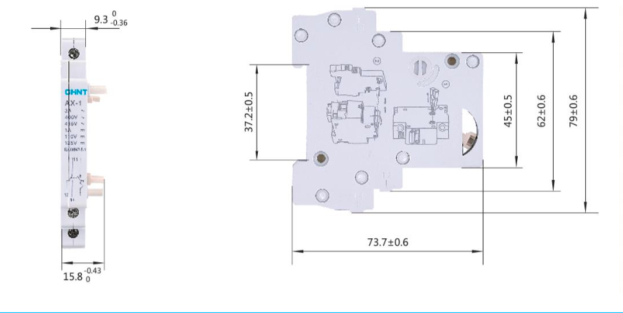 Contacto Auxiliar Lateral CHINT AX-1 para Interruptor DZ158 – Código 07050016CH