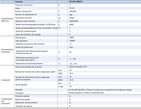 Interruptor Termomagnético CHINT NBH8-40H 1P+N 3A 6kA Curva C – Código 070111003CH