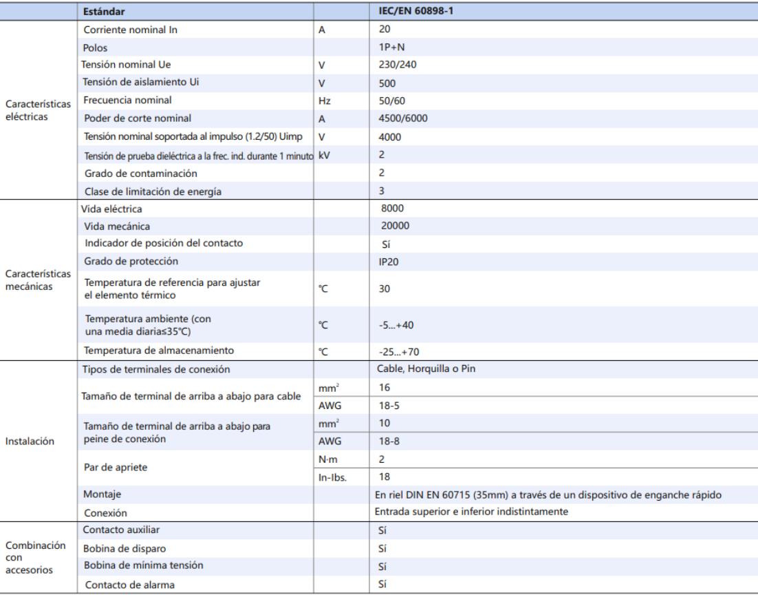 Interruptor Termomagnético CHINT NBH8-40H 1P+N 20A 6kA Curva C – Código 070111020CH