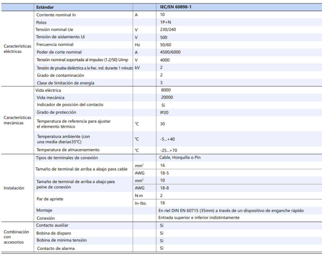 Interruptor Termomagnético CHINT NBH8-40H 1P+N 10A 6kA Curva B – Código 070351110CH