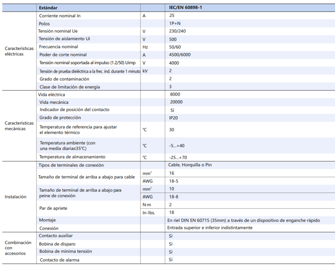 Interruptor Termomagnético CHINT NBH8-40H 1P+N 25A 6kA Curva B – Código 070351125CH