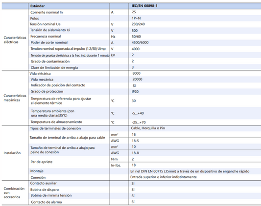 Interruptor Termomagnético CHINT NBH8-40H 1P+N 25A 6kA Curva B – Código 070351125CH