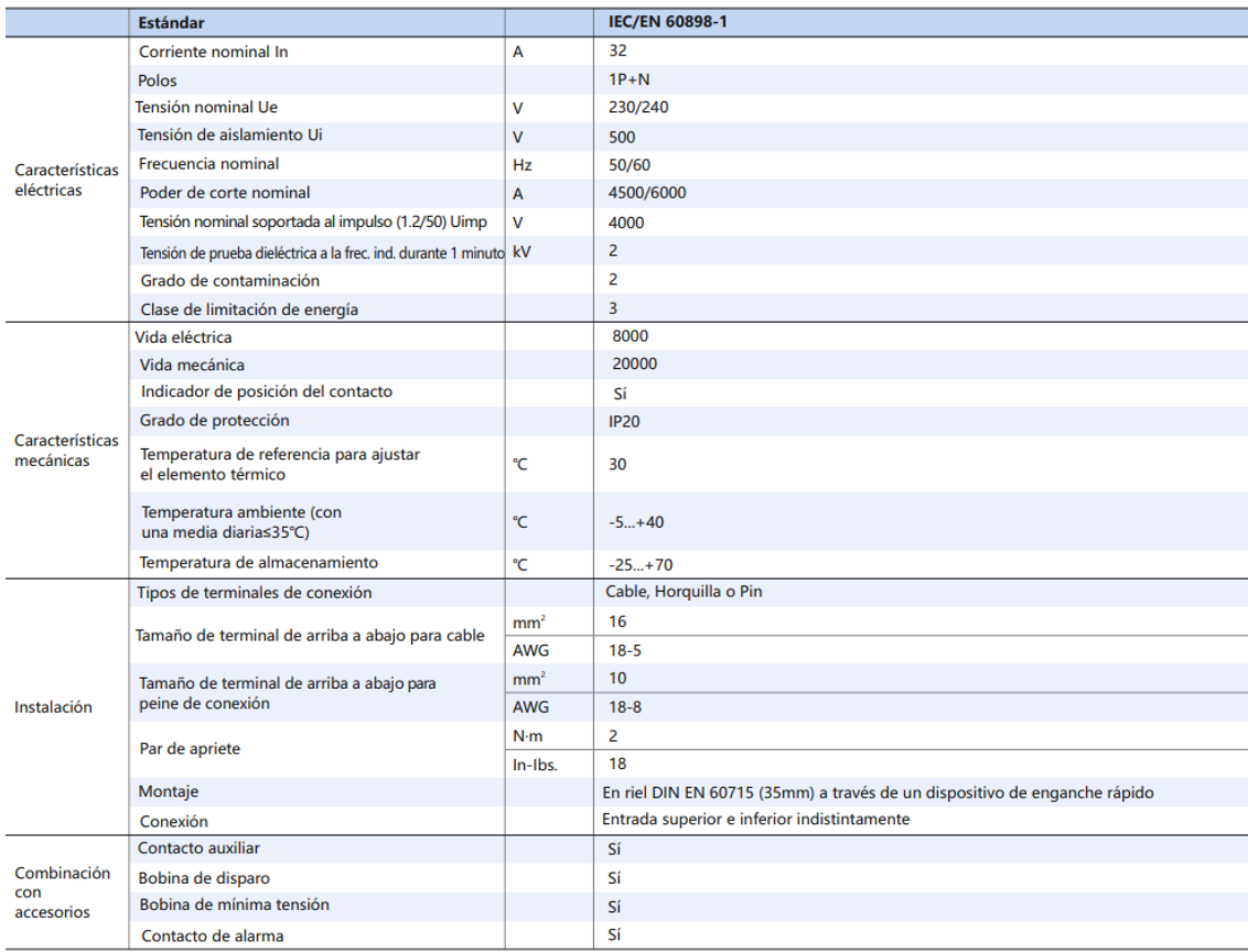 Interruptor Termomagnético CHINT NBH8-40H 1P+N 32A 6kA Curva B – Código 070351132CH