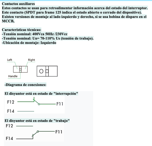 Contacto Auxiliar CHINT NM1-125 1CO Izquierdo – Código 072100112CH